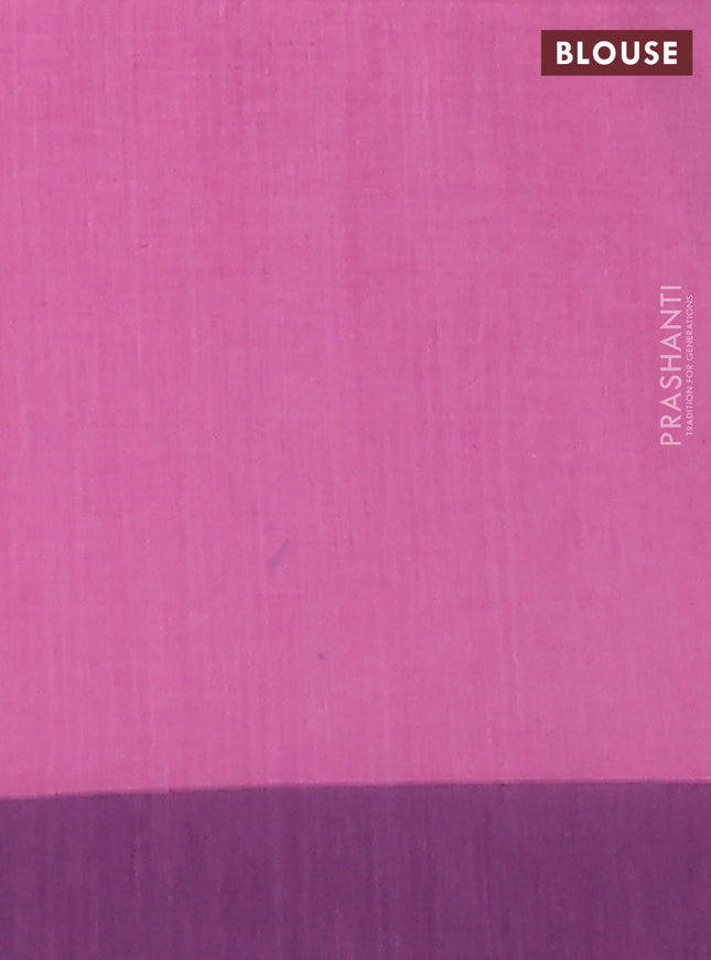 Bengal soft cotton saree mavue pink and navy blue with allover weaves and simple border