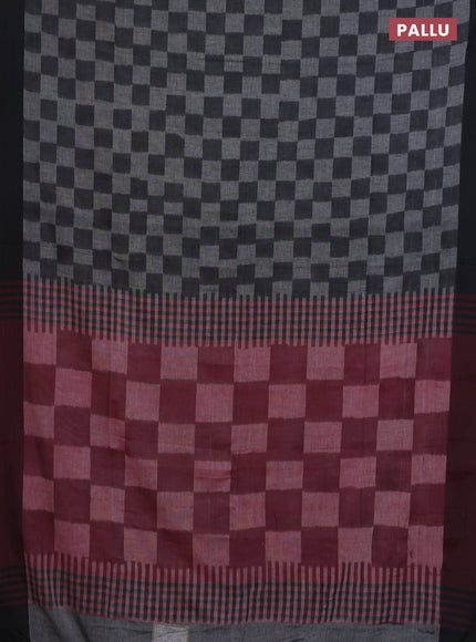 Bengal soft cotton saree grey and maroon with allover weaves and simple border