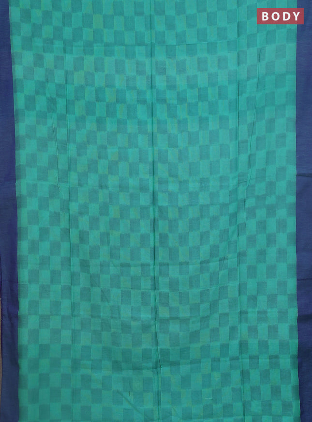 Bengal soft cotton saree teal blue and blue with allover weaves and simple border