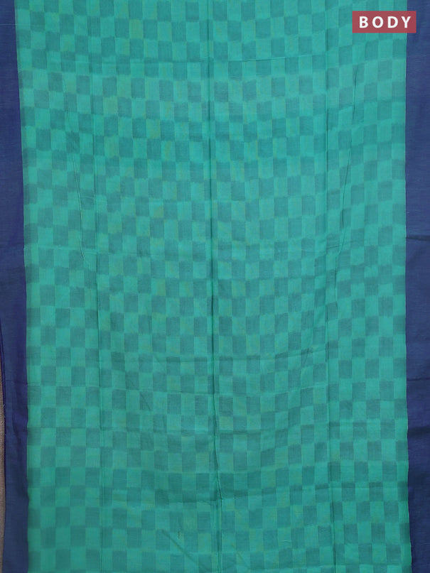 Bengal soft cotton saree teal blue and blue with allover weaves and simple border