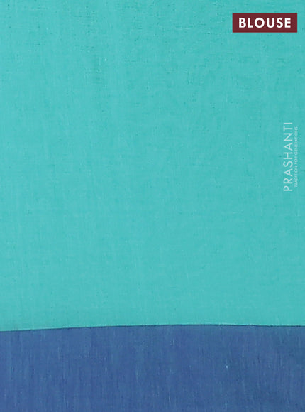 Bengal soft cotton saree teal blue and blue with allover weaves and simple border