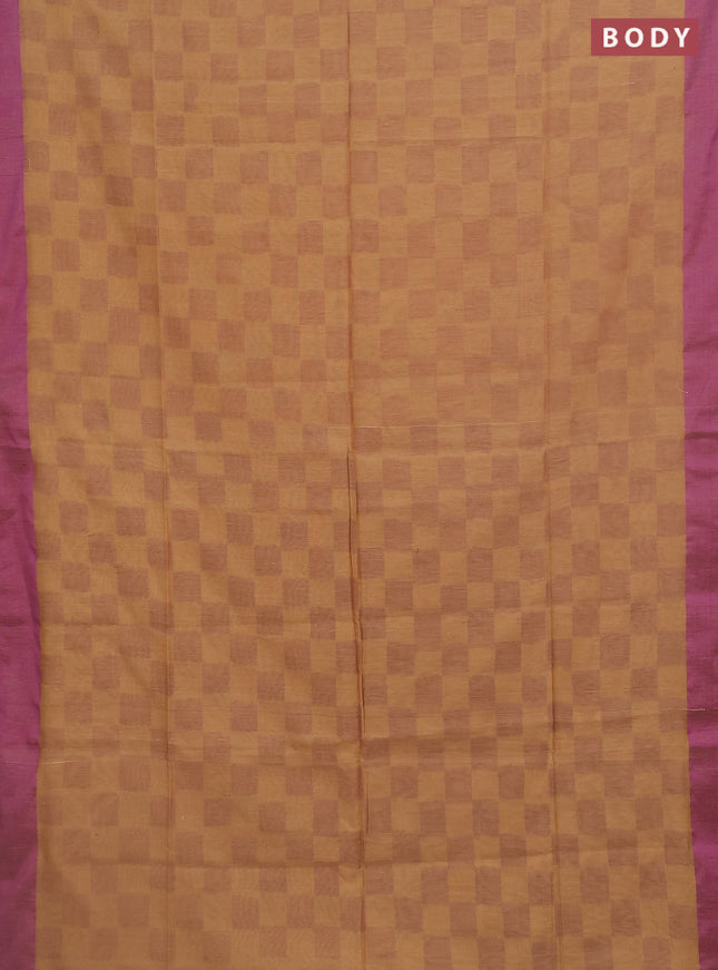 Bengal soft cotton saree sandal and purple with allover weaves and simple border