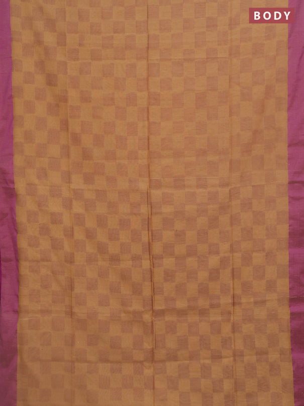 Bengal soft cotton saree sandal and purple with allover weaves and simple border