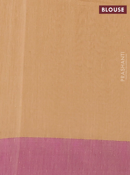 Bengal soft cotton saree sandal and purple with allover weaves and simple border