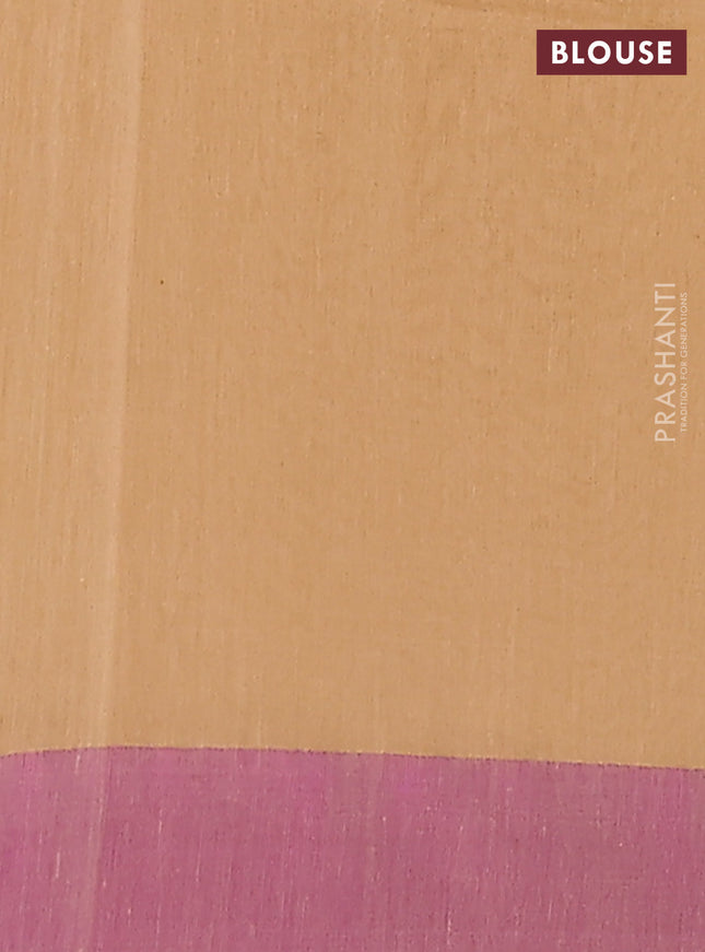 Bengal soft cotton saree sandal and purple with allover weaves and simple border