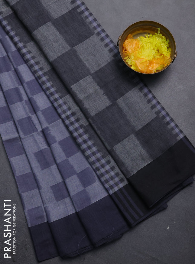 Bengal soft cotton saree grey and black with allover weaves and simple border