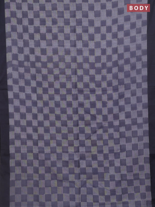 Bengal soft cotton saree grey and black with allover weaves and simple border