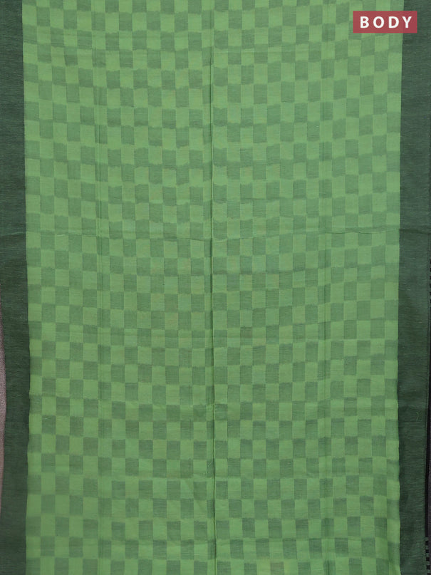 Bengal soft cotton saree pista green and black with allover weaves and simple border