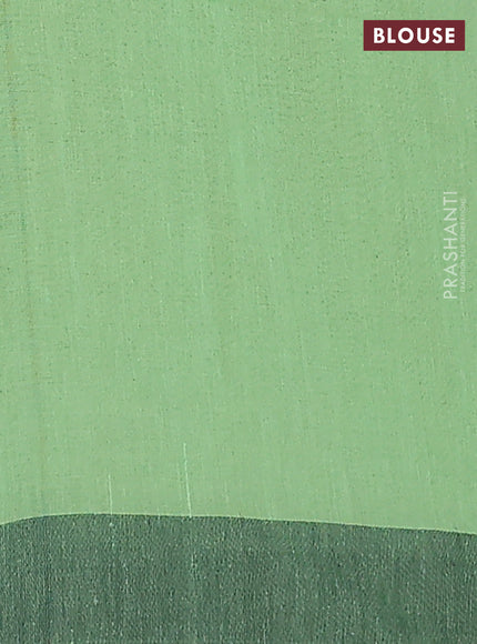 Bengal soft cotton saree pista green and black with allover weaves and simple border