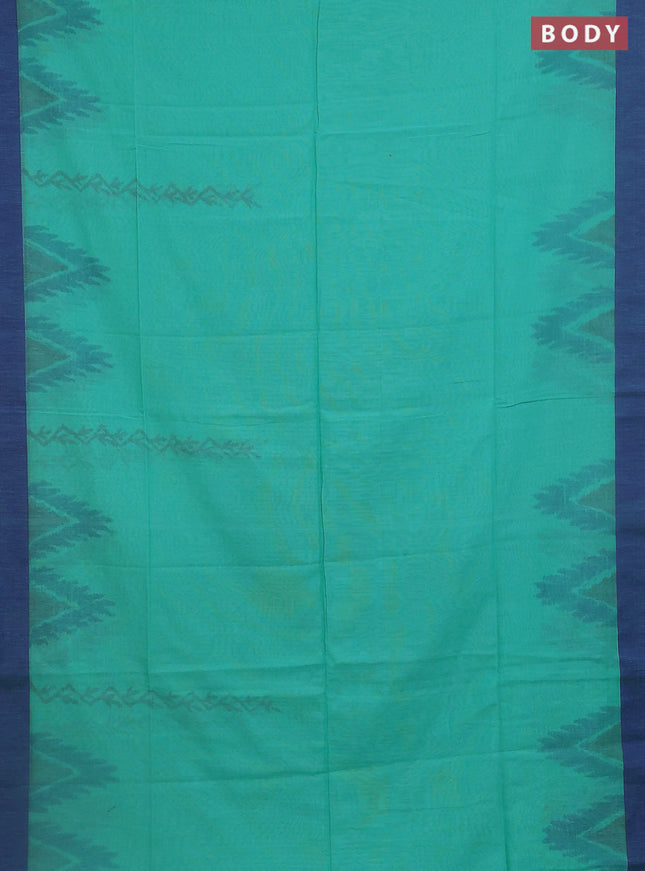 Bengal soft cotton saree teal blue and navy blue with allover butta weaves and simple border
