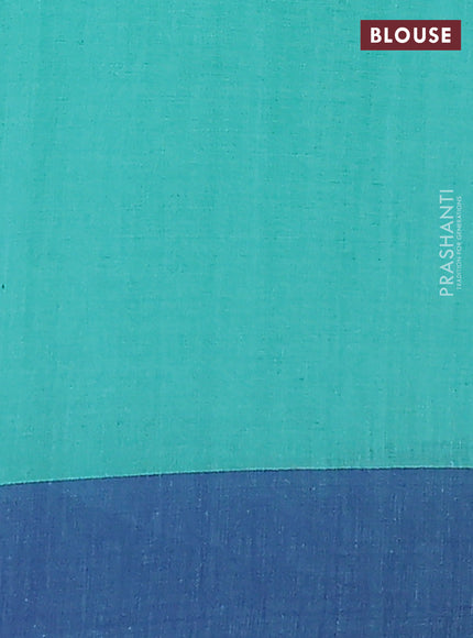 Bengal soft cotton saree teal blue and navy blue with allover butta weaves and simple border
