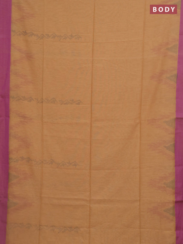 Bengal soft cotton saree sandal and purple with allover butta weaves and simple border