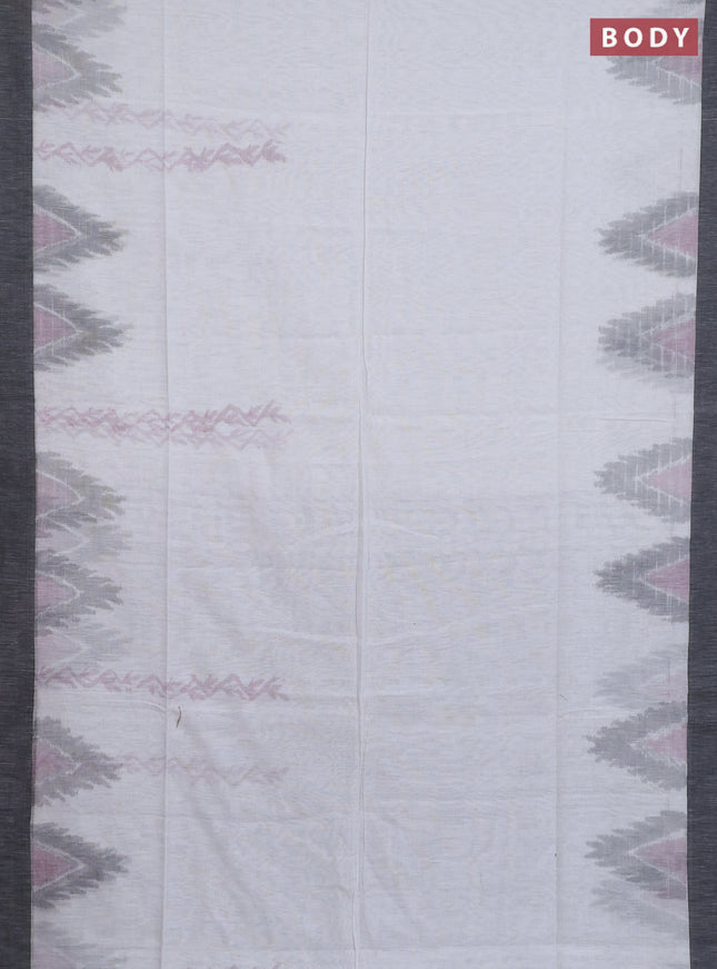 Bengal soft cotton saree off white and black with allover butta weaves and simple border