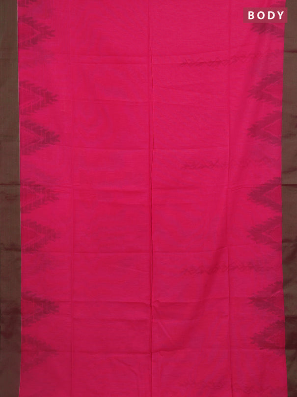 Bengal soft cotton saree peach pink and green with allover butta weaves and simple border