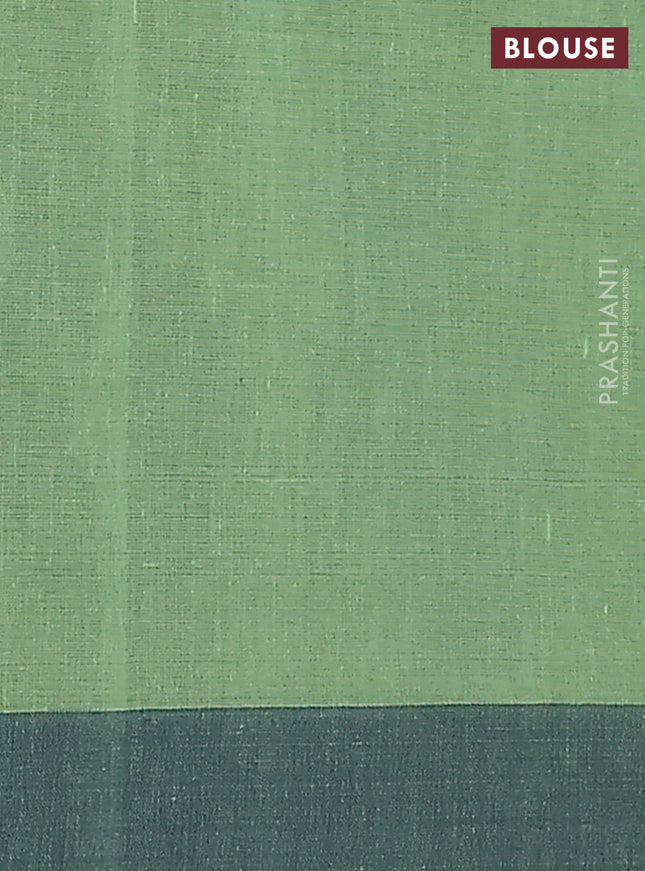 Bengal soft cotton saree pista green and navy blue with allover butta weaves and simple border
