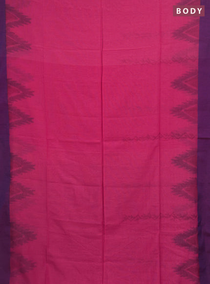 Bengal soft cotton saree peach pink and blue with allover butta weaves and simple border