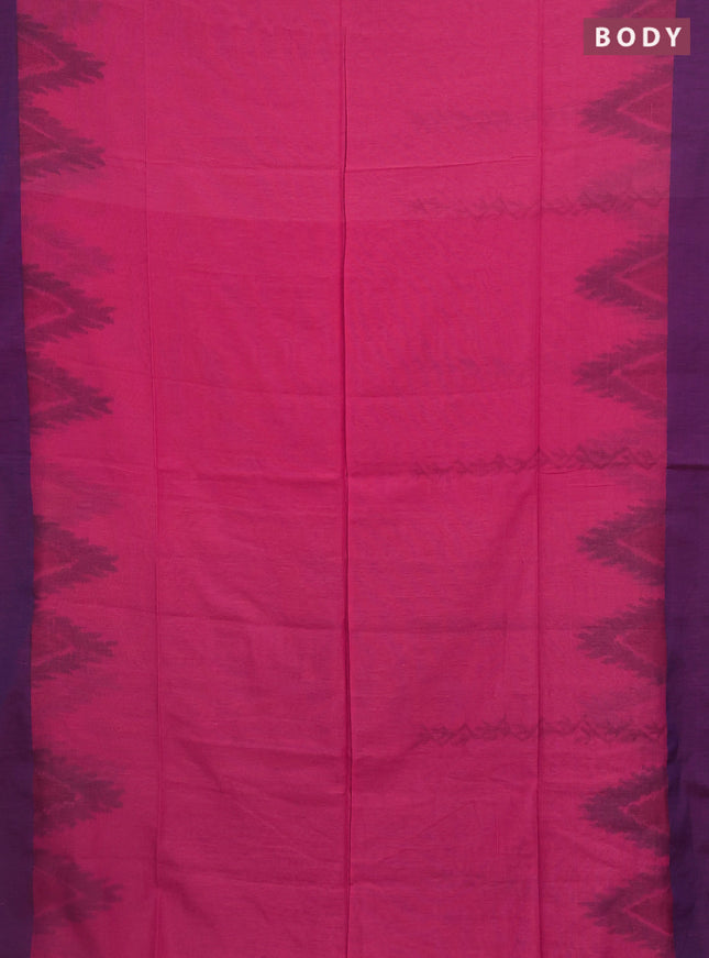 Bengal soft cotton saree peach pink and blue with allover butta weaves and simple border