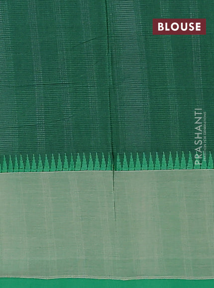 Mangalgiri cotton saree grey and cream green with palin body and temple design long rettapet border