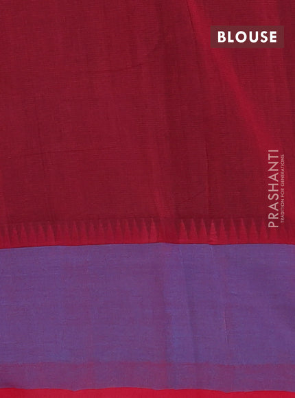 Mangalgiri cotton saree grey and light blue red with palin body and temple design long rettapet border