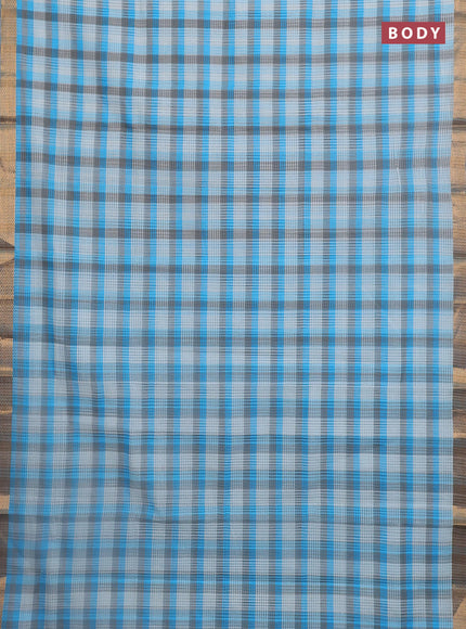 Mangalgiri cotton saree multi colour and grey with allover checked pattern and zari woven border