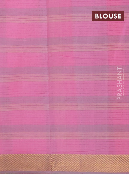 Mangalgiri cotton saree multi colour and light pink with allover checked pattern and zari woven border