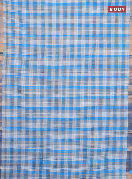 Mangalgiri cotton saree multi colour and off white with allover checked pattern and zari woven border
