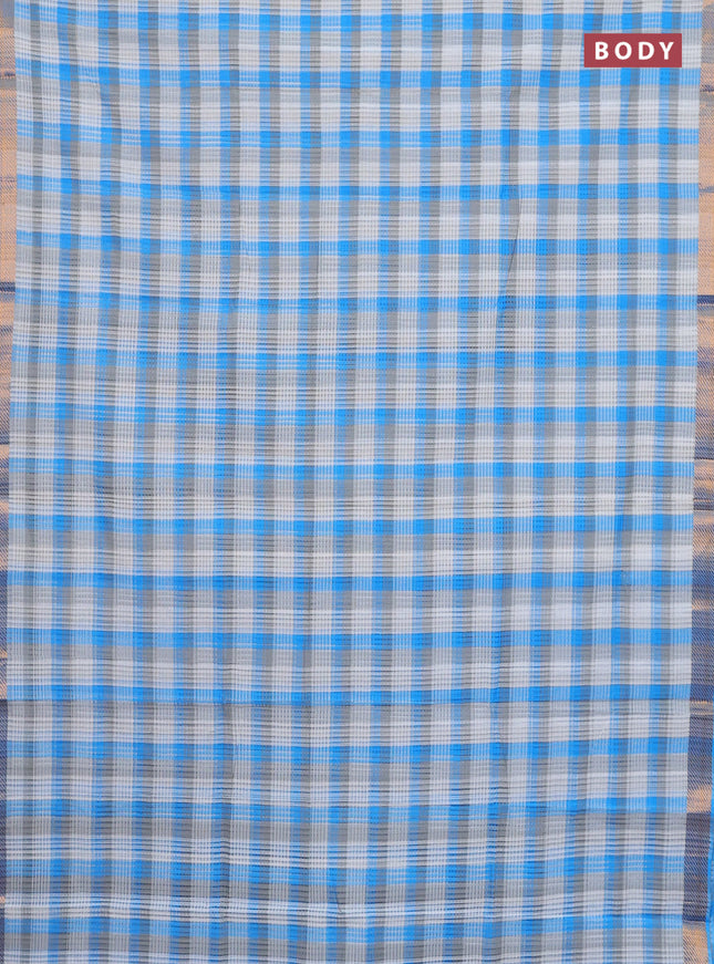 Mangalgiri cotton saree multi colour and off white with allover checked pattern and zari woven border