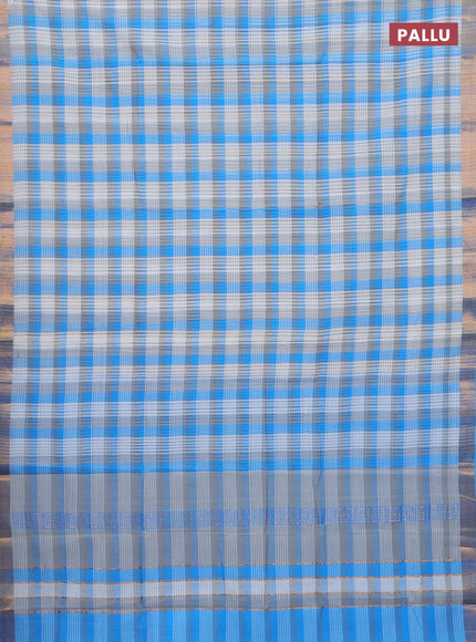 Mangalgiri cotton saree multi colour and off white with allover checked pattern and zari woven border