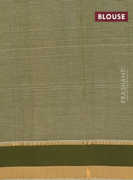 Mangalgiri cotton saree beige and sap green with plain body and rettapet zari woven border
