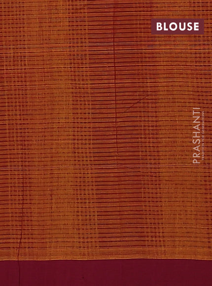 Mangalgiri cotton saree mustard yellow and maroon with stripe pattern and simple border