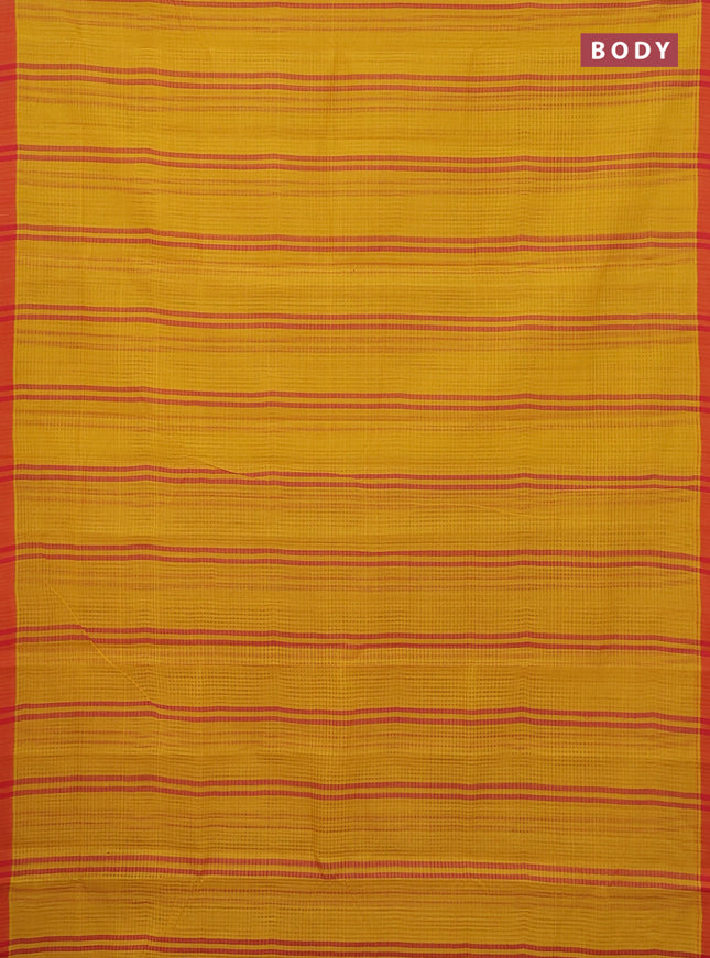 Mangalgiri cotton saree yellow and orange with stripe pattern and simple border