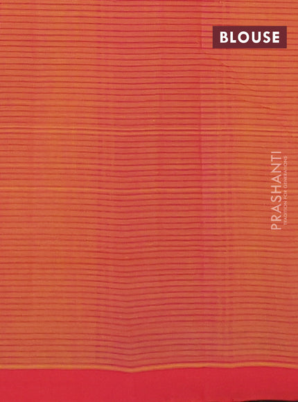 Mangalgiri cotton saree yellow and orange with stripe pattern and simple border