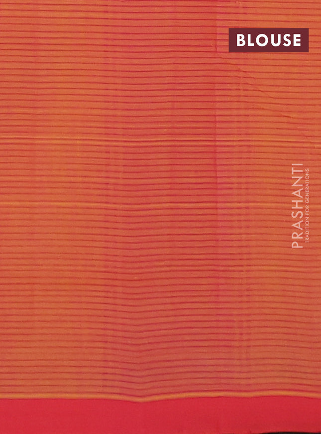 Mangalgiri cotton saree yellow and orange with stripe pattern and simple border