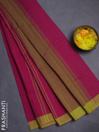 Mangalgiri cotton saree pink and mustard yellow with stripe pattern and simple border