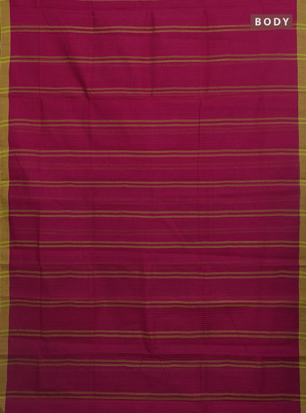 Mangalgiri cotton saree pink and mustard yellow with stripe pattern and simple border