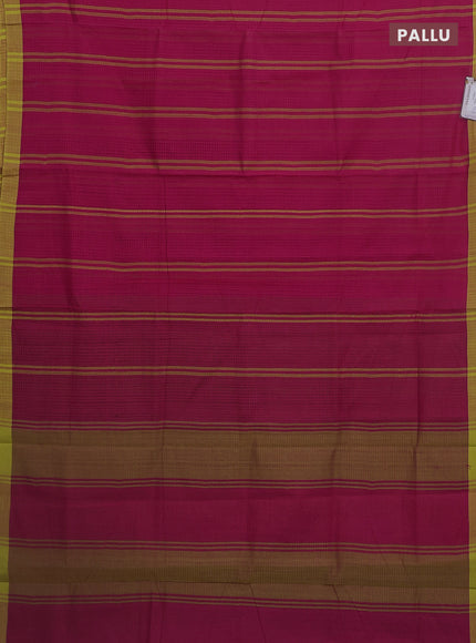 Mangalgiri cotton saree pink and mustard yellow with stripe pattern and simple border