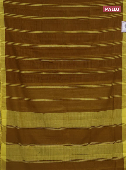 Mangalgiri cotton saree dark mustard and yellow with stripe pattern and simple border