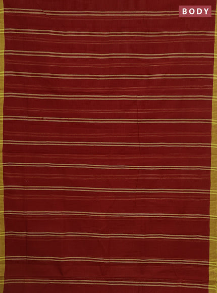 Mangalgiri cotton saree rustic brown and yellow with stripe pattern and simple border