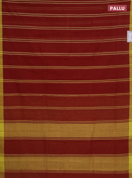 Mangalgiri cotton saree rustic brown and yellow with stripe pattern and simple border