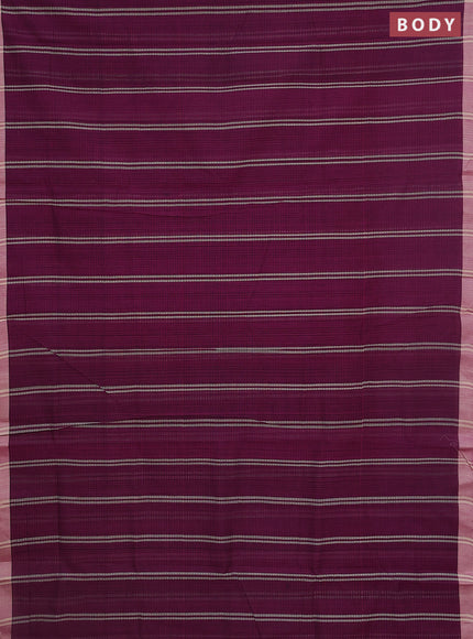 Mangalgiri cotton saree pueple and beige with stripe pattern and simple border
