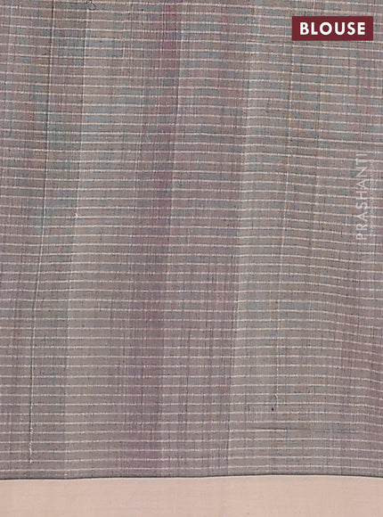 Mangalgiri cotton saree pueple and beige with stripe pattern and simple border