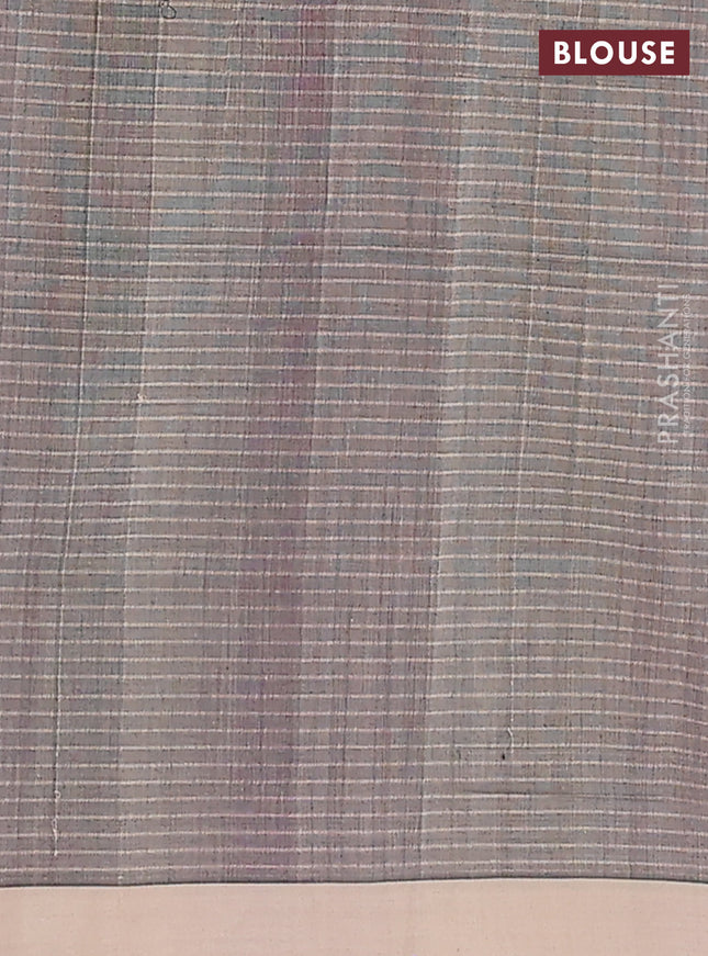 Mangalgiri cotton saree pueple and beige with stripe pattern and simple border