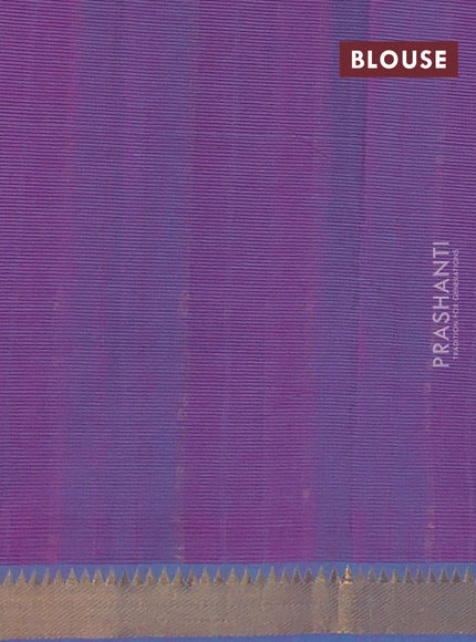 Mangalgiri cotton saree teal blue with allover stripe pattern and zari woven border