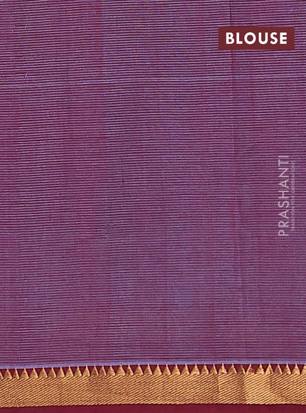 Mangalgiri cotton saree light blue and maroon with allover stripe pattern and zari woven border