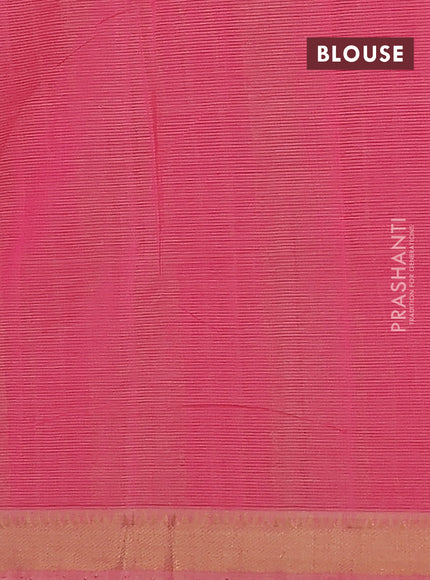 Mangalgiri cotton saree sandal and pink with allover stripe pattern and zari woven border