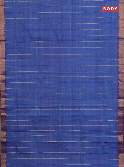 Mangalgiri cotton saree dual shade of blue and cs blue with allover zari stripe pattern and zari woven border