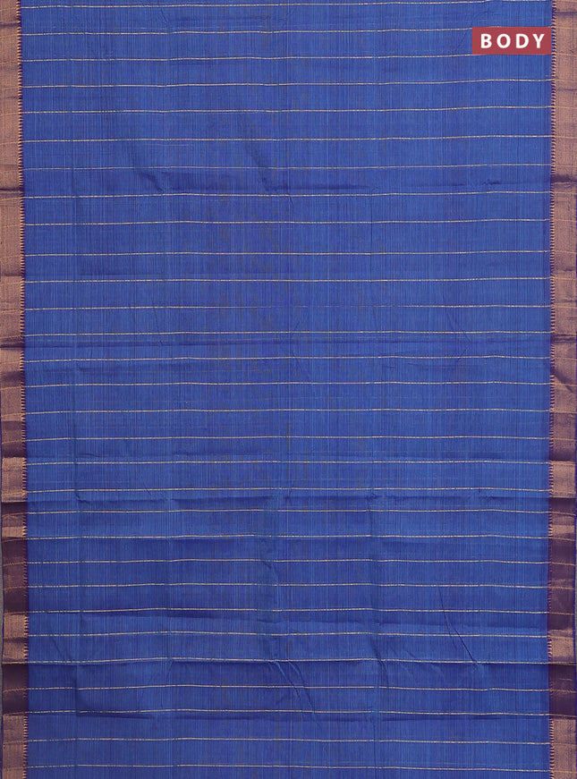 Mangalgiri cotton saree dual shade of blue and cs blue with allover zari stripe pattern and zari woven border
