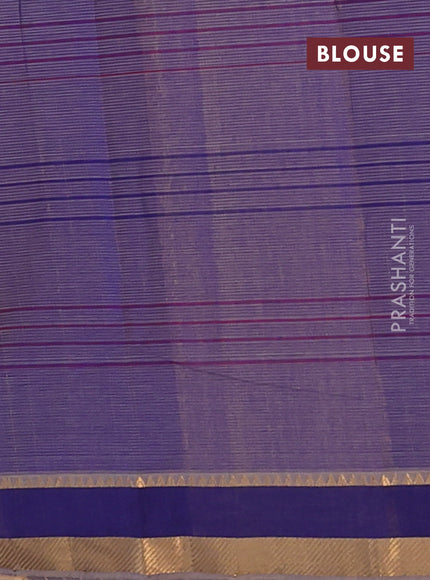 Mangalgiri cotton saree sandal and blue with allover checked pattern and zari woven border