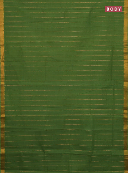 Mangalgiri cotton saree green and blue with allover zari stripe pattern and zari woven border