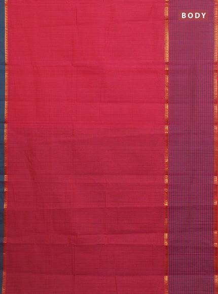 Mangalgiri cotton saree pink and teal green with allover small checked pattern and long rettapet zari woven border